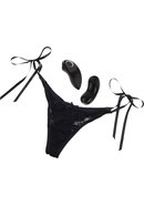 Remote Control Black Thong With Ties