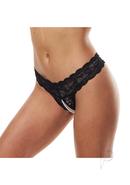 Sk Lace And Pearls Crotchles Thong Blk M/l