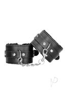 Ouch Plush Bond Leather Hand Cuffs Blk