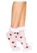 Strawberry Dot Ruffle Anklets Os Wht/red